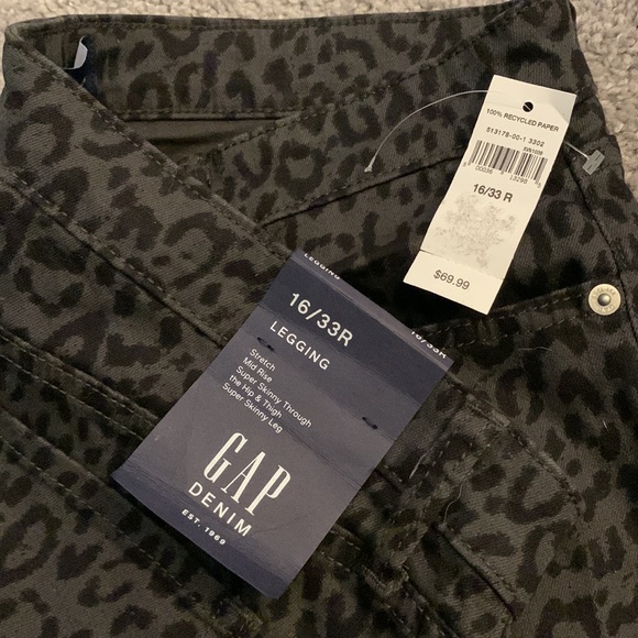 NWT GAP Black Animal Print Denim Leggings - Picture 9 of 10